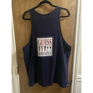 Vintage GUESS Regatta 90's Unisex Size XL Tank Top Sleeveless USA Navy Blue